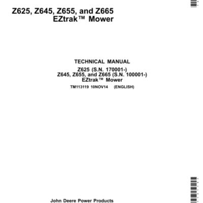 John Deere Z625, Z645, Z655, Z665 EZtrak Mower Repair Manual