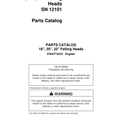 John Deere 18 Inch, 20 Inch, 22 Inch KWATTACH Felling Heads (SN 12101–) Parts Catalog Manual