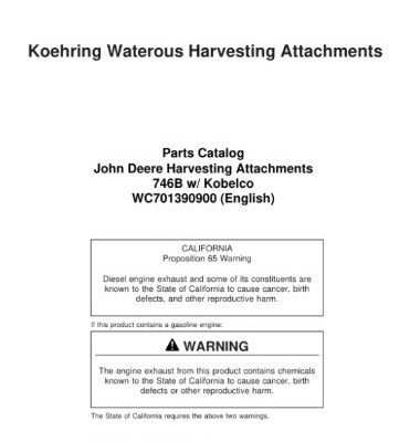 Koehring 746B Kobelco Felling Heads Parts Catalog WC701390900