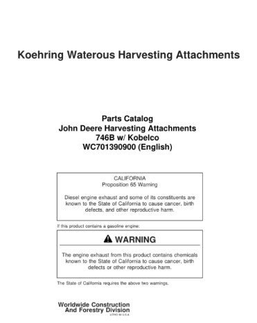 Koehring 746B Kobelco Felling Heads Parts Catalog WC701390900 Koehring 746B Kobelco Felling Heads Parts Catalog WC701390900