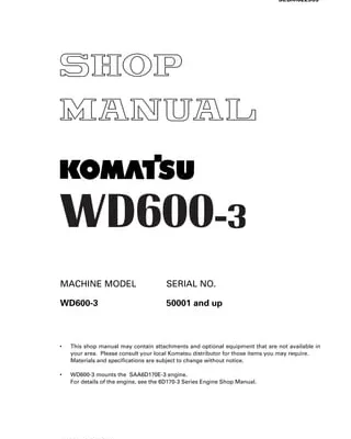 Komatsu WD600-3 Wheel Dozer Manual