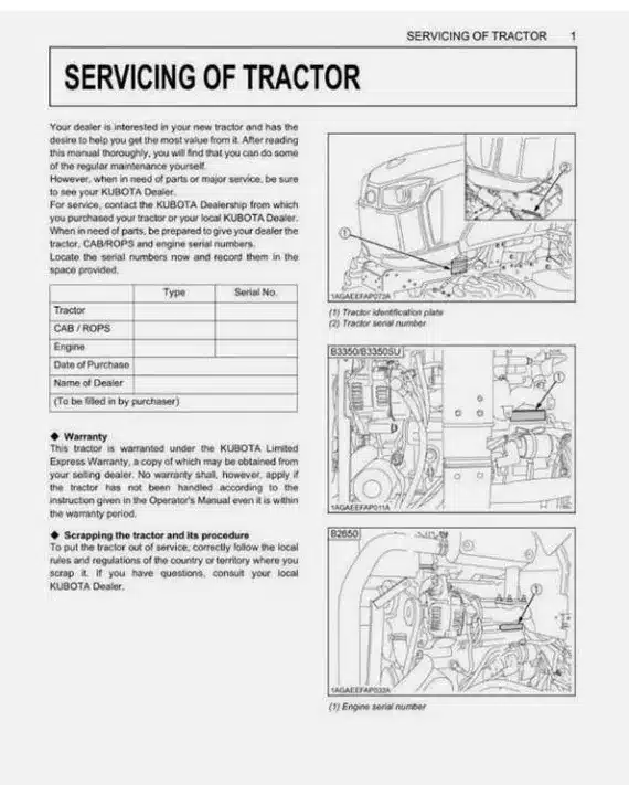Kubota B2650 B3350su Tractor Operators Manual Kubota B2650 B3350su Tractor Operators Manual - Image 3