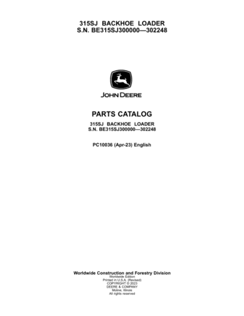 John Deere 315SJ Loaders Catalog Manual