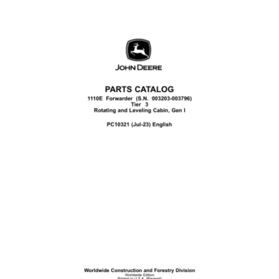 John Deere 1110E T3 Forwarders Parts Catalog Manual