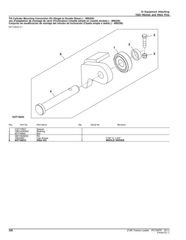John Deere 210K Tractor Loader (SN 1T8210KX_ _E891000-) Parts Catalog Manual John Deere 210K Tractor Loader (SN 1T8210KX_ _E891000-) Parts Catalog Manual - Image 3
