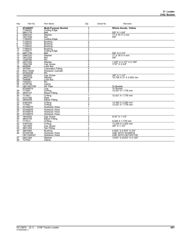 John Deere 210K Tractor Loader (SN 1T8210KX_ _E891000-) Parts Catalog Manual John Deere 210K Tractor Loader (SN 1T8210KX_ _E891000-) Parts Catalog Manual - Image 2