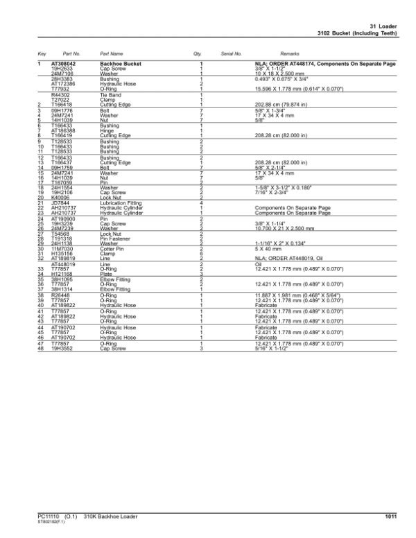 John Deere 310K Backhoes (SN E219607-E277404) Parts Catalog Manual John Deere 310K Backhoes (SN E219607-E277404) Parts Catalog Manual - Image 3