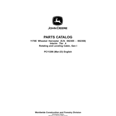 John Deere 1170E IT4 Wheeled Parts Manual