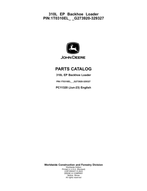 John Deere 310L Backhoe Loaders Parts Guide Manual