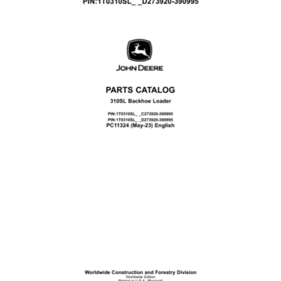 John Deere 310SL Backhoe Loaders (SN C273920-390995 & D273920-390995) Parts Catalog Manual