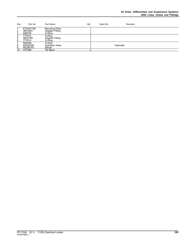 John Deere 310SL Backhoe Loaders (SN C273920-390995 & D273920-390995) Parts Catalog Manual John Deere 310SL Backhoe Loaders (SN C273920-390995 & D273920-390995) Parts Catalog Manual - Image 2