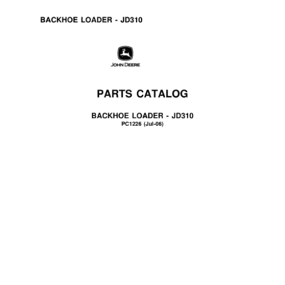 John Deere 310 Backhoes Parts Catalog Manual