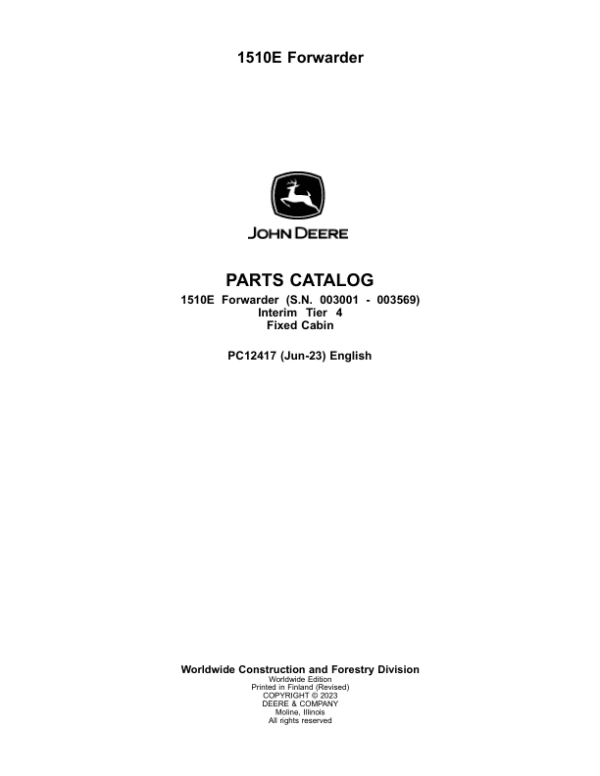 John Deere 1510E IT4 FFC Parts Catalog Manual John Deere 1510E IT4 FFC Parts Catalog Manual