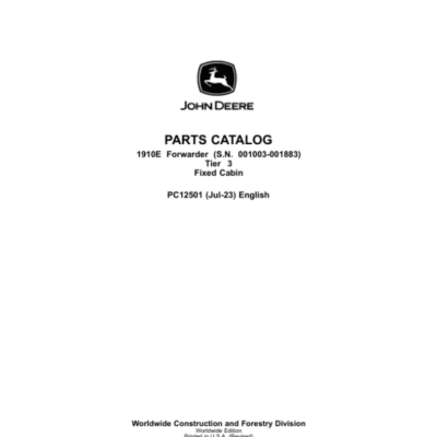 John Deere 1910E T3 FFC Forwarders (SN 001003-001883) Parts Catalog Manual