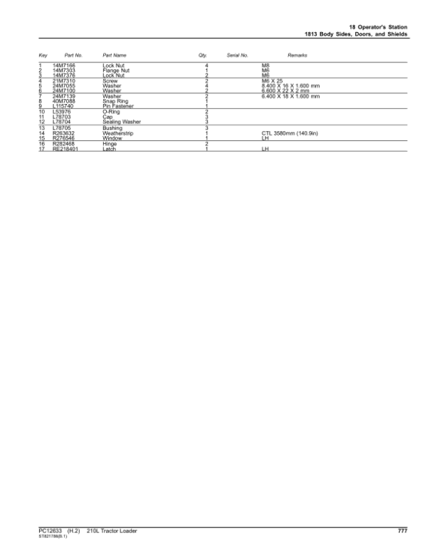 John Deere 210L Tractor Loader (SN 1T8210EL_ _F892600-) Parts Catalog Manual John Deere 210L Tractor Loader (SN 1T8210EL_ _F892600-) Parts Catalog Manual - Image 2