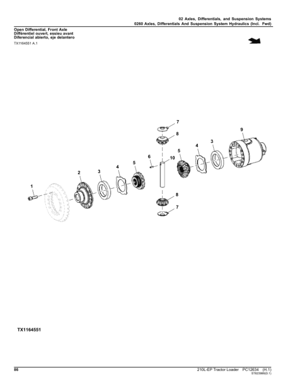 John Deere 210L EP Tractor Loader (SN 1T8210EL_ _J892600-895000) Parts Catalog Manual John Deere 210L EP Tractor Loader (SN 1T8210EL_ _J892600-895000) Parts Catalog Manual - Image 3