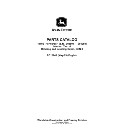 John Deere 1110E IT4 Forwarders Parts Catalog Manual SN 003801 – 004050