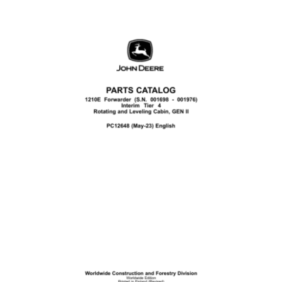 John Deere 1210E IT4 Forwarders Parts Catalog Manual