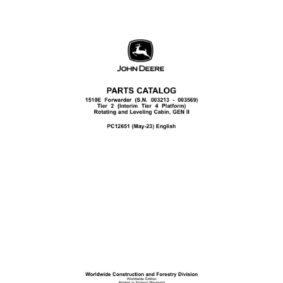 John Deere 1510E IT4 T2 Forwarders (SN 003213 – 003569) Parts Catalog Manual
