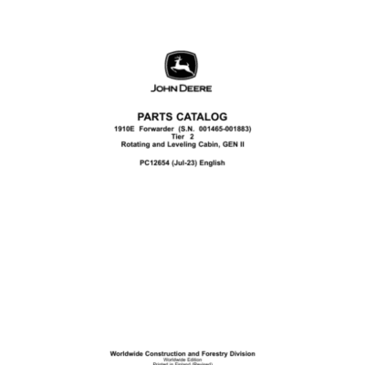 John Deere 1910E T2 Forwarders (SN 001465-001883) Parts Catalog Manual