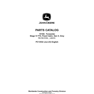 John Deere 1510G FT4 FFC Forwarders (SN L004181-) Parts Catalog Manual