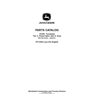 John Deere 1510G T3 FFC Forwarders (SN D004181-) Parts Catalog Manual