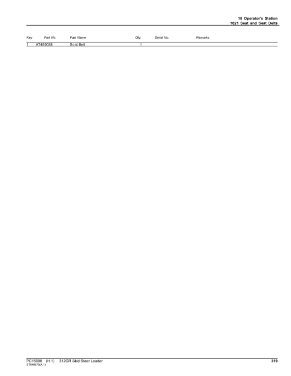 John Deere 312GR Skid Steers (SN 1T0312G _ J288093-) Parts Catalog Manual John Deere 312GR Skid Steers (SN 1T0312G _ J288093-) Parts Catalog Manual - Image 3