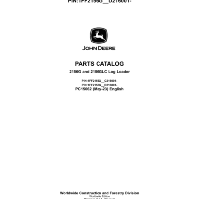 John Deere 2156G, 2156GLC Log Loaders Parts Catalog Manual