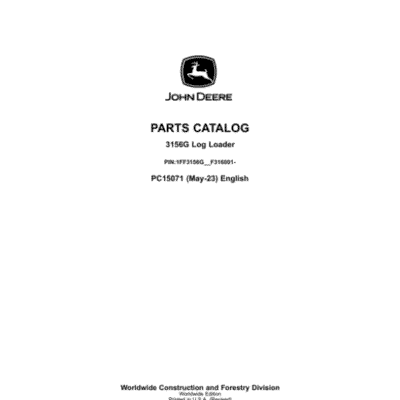 John Deere 3156G Log Loaders Parts Catalog Manual