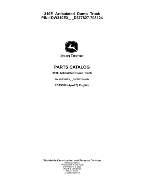 John Deere 310E Dump Trucks Parts Manual