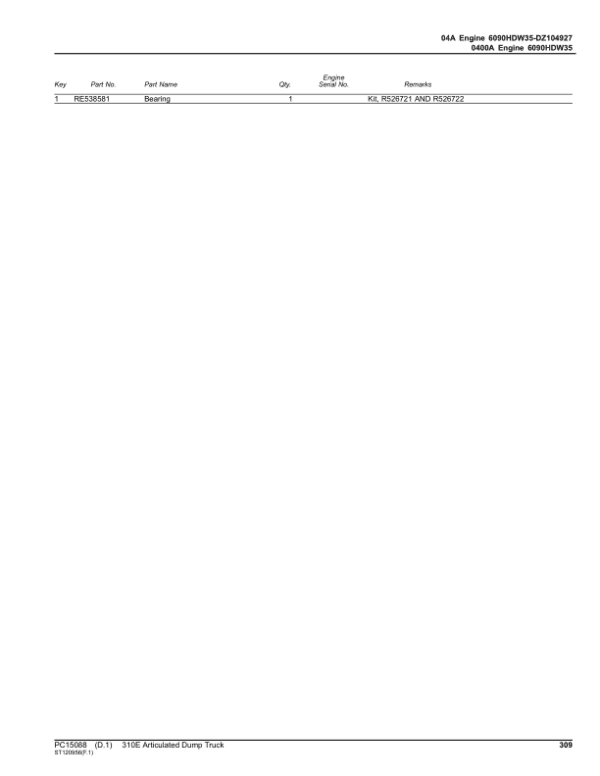 John Deere 310E Articulated Dump Trucks (SN F677827-708124) Parts Catalog Manual John Deere 310E Articulated Dump Trucks (SN F677827-708124) Parts Catalog Manual - Image 2