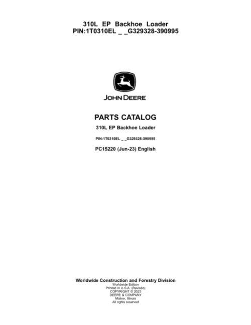 John Deere 310L EP Backhoe Loaders Catalog Manual