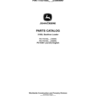 John Deere 310SL Backhoe Loaders (SN C390996- & D390996-) Parts Catalog Manual