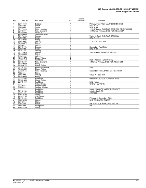 John Deere 310SL Backhoe Loaders (SN 1T0310LX_ _F390996-) Parts Catalog Manual John Deere 310SL Backhoe Loaders (SN 1T0310LX_ _F390996-) Parts Catalog Manual - Image 3