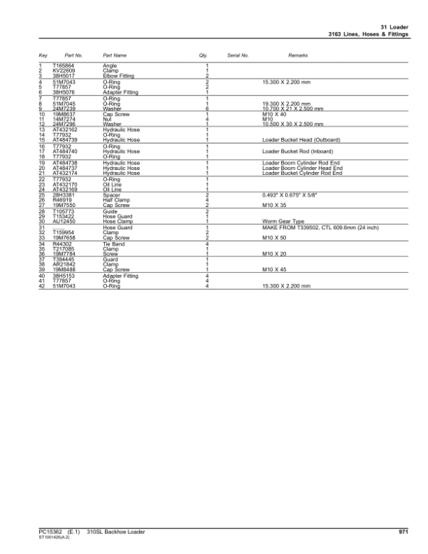 John Deere 310SL Backhoe Loaders (SN 1T0310LX_ _F390996-) Parts Catalog Manual John Deere 310SL Backhoe Loaders (SN 1T0310LX_ _F390996-) Parts Catalog Manual - Image 2