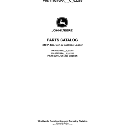 John Deere 310 P Backhoe Loaders (SN F_02265- & C_02265-) Parts Catalog Manual
