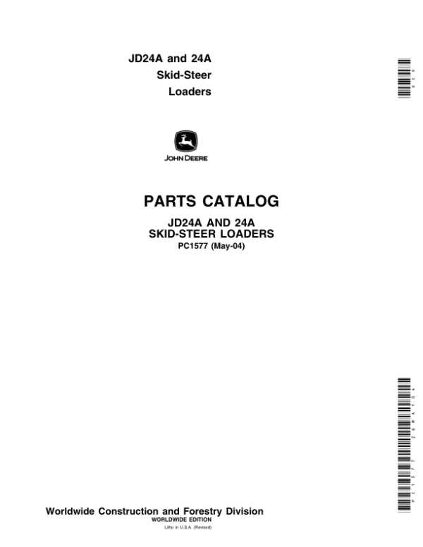 John Deere 24A Skid Steers Parts Catalog Manual John Deere 24A Skid Steers Parts Catalog Manual