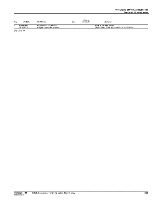 John Deere 1910E Forwarder, T2, RL Cabin, Gen II, Grey (SN C001884-) Parts Catalog Manual John Deere 1910E Forwarder, T2, RL Cabin, Gen II, Grey (SN C001884-) Parts Catalog Manual - Image 3