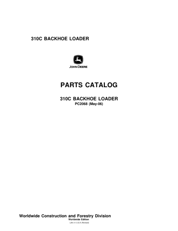 John Deere 310C Backhoes Parts Catalog Manual John Deere 310C Backhoes Parts Catalog Manual