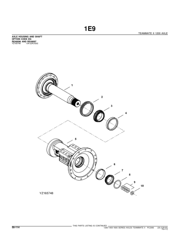 John Deere 1200, 1400, 1600 Axles Parts Catalog Manual John Deere 1200, 1400, 1600 Axles Parts Catalog Manual - Image 2