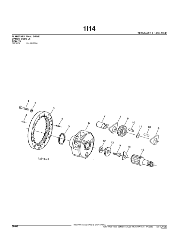 John Deere 1200, 1400, 1600 Axles Parts Catalog Manual John Deere 1200, 1400, 1600 Axles Parts Catalog Manual - Image 3