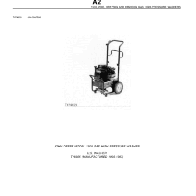 John Deere 1500, 2000, HR1750G, HR2000G GAS High-Pressure Washers Parts Catalog Manual