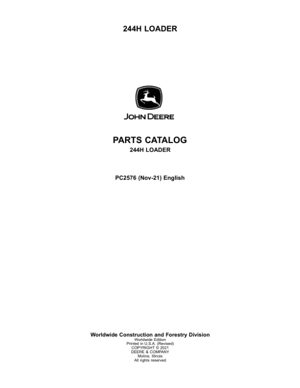 John Deere 244H Loaders Parts Catalog Manual John Deere 244H Loaders Parts Catalog Manual