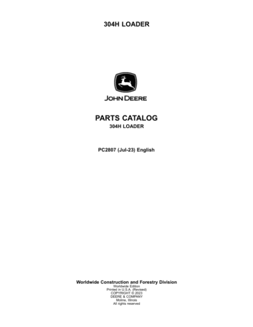 John Deere 304H Loaders Parts Catalog Manual