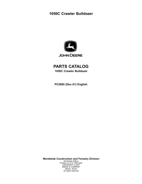 John Deere 1050C Crawler Dozers Parts Catalog Manual