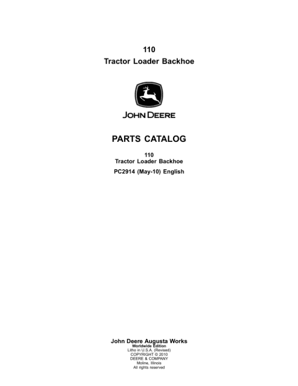 John Deere 110TLB Tractor Loader Backhoe Parts Catalog Manual John Deere 110TLB Tractor Loader Backhoe Parts Catalog Manual