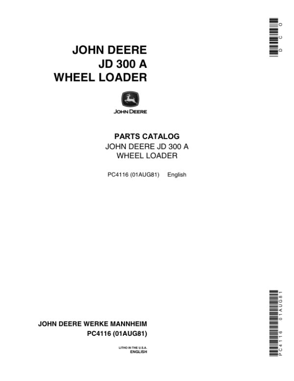 John Deere 300A Backhoes Parts Catalog Manual John Deere 300A Backhoes Parts Catalog Manual