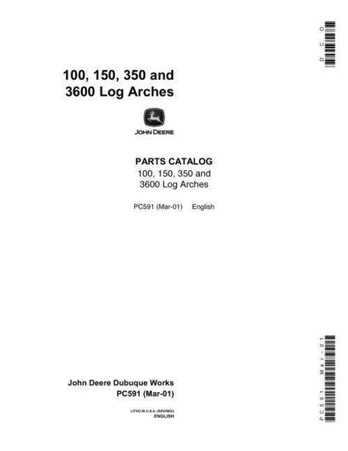 John Deere 100, 150, 350, 3600 Log Arches Attachments Parts Catalog Manual