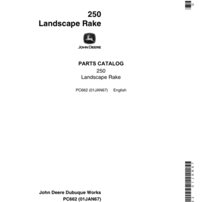 John Deere 250 LR Attachments (LANDSCAPE RAKE) Parts Catalog Manual