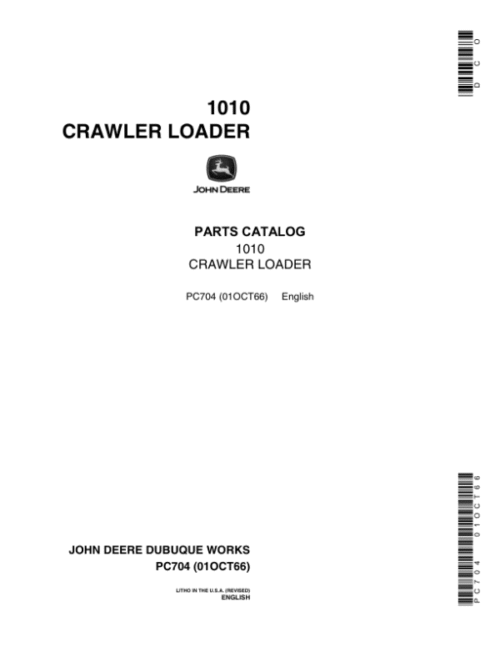 John Deere 1010 Crawlers Parts Catalog Manual PC704